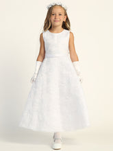 All Over Embroidered Lace Girls Tea Length First Communion Dress